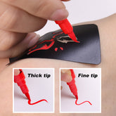 PFARRER Temporary Tattoo Markers. Dual-tip marker (thick/fine) used with stencil on skin for temporary tattoo creation.